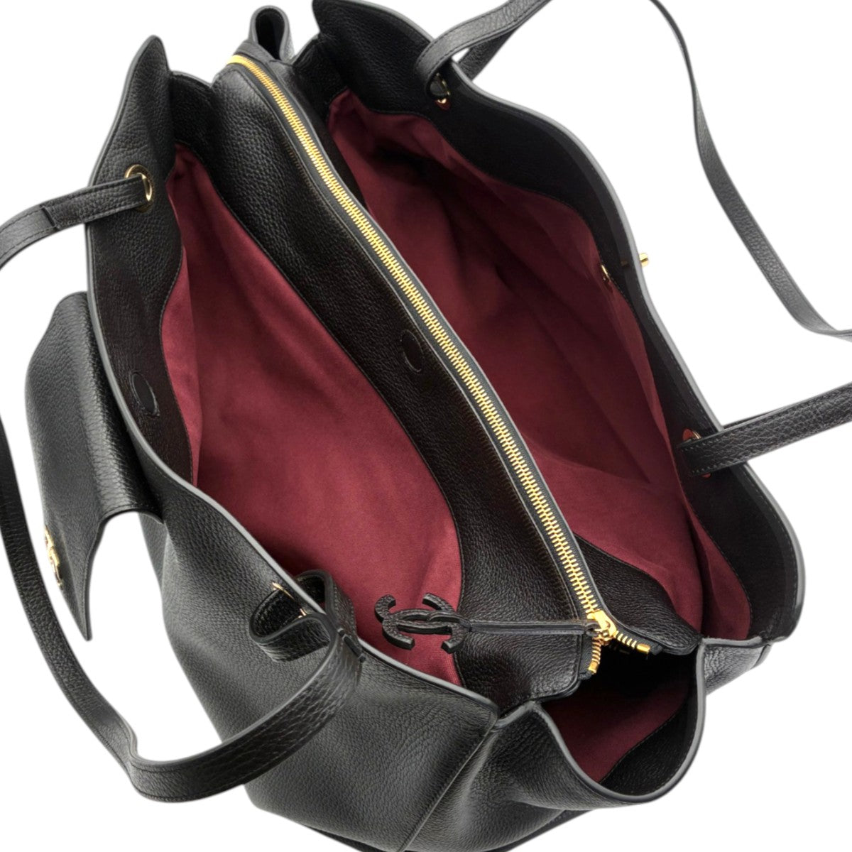 シャネル ラージ ショッピングバッグ トートバッグ ブラック ゴールド金具 AS6245