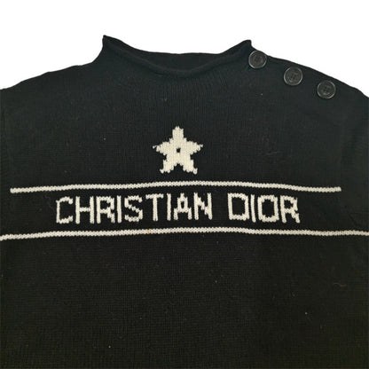 ディオール DIOR カシミヤロゴ ニットセーター 黒 #34 レディース