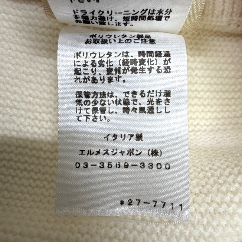 Hジャガード ウールニット パンツ ホワイト レディース #40