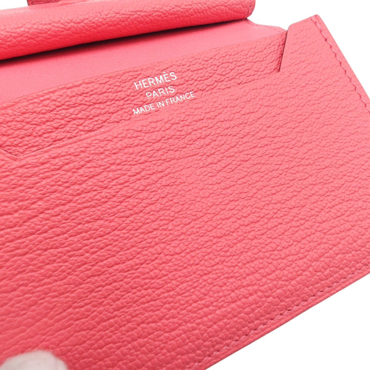 エルメス ベアンミニ コインケース シェーブル ローズアザレ シルバー金具 Y刻印