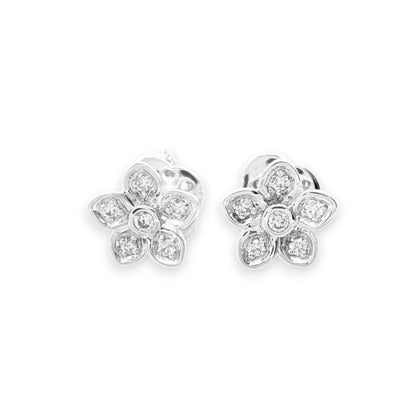 ワイルドフラワー プティ パヴェ ダイヤモンド スタッドイヤリング ピアス 0.08ct WG