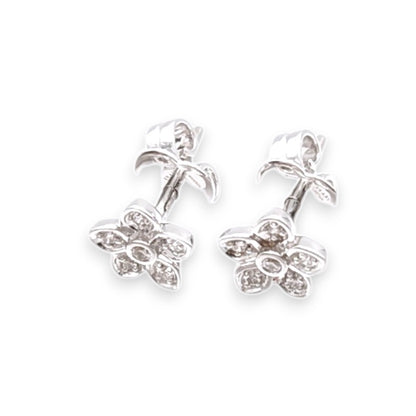 ワイルドフラワー プティ パヴェ ダイヤモンド スタッドイヤリング ピアス 0.08ct WG