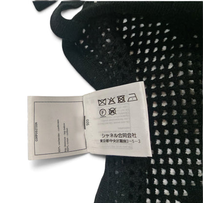 シャネル チェーンワンピース 長袖 カシミヤ/コットン ブラック/ホワイト サイズXS