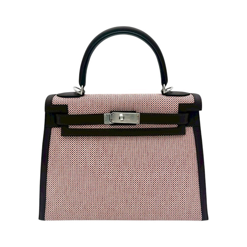 エルメス ケリー28 トワルキャドリーユ ルージュセリエ/エクリュ シルバー金具 U刻印