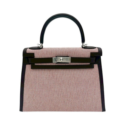 エルメス ケリー28 トワルキャドリーユ ルージュセリエ/エクリュ シルバー金具 U刻印