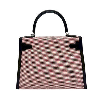 エルメス ケリー28 トワルキャドリーユ ルージュセリエ/エクリュ シルバー金具 U刻印