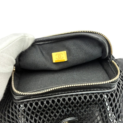 シャネル マトラッセ バックパック メッシュ ラムスキン ブラック シャンパンG金具 A93748