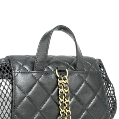 シャネル マトラッセ バックパック メッシュ ラムスキン ブラック シャンパンG金具 A93748