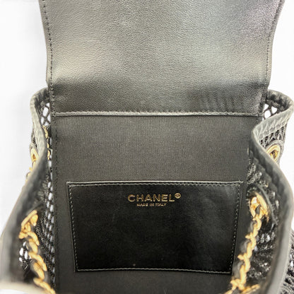 シャネル マトラッセ バックパック メッシュ ラムスキン ブラック シャンパンG金具 A93748