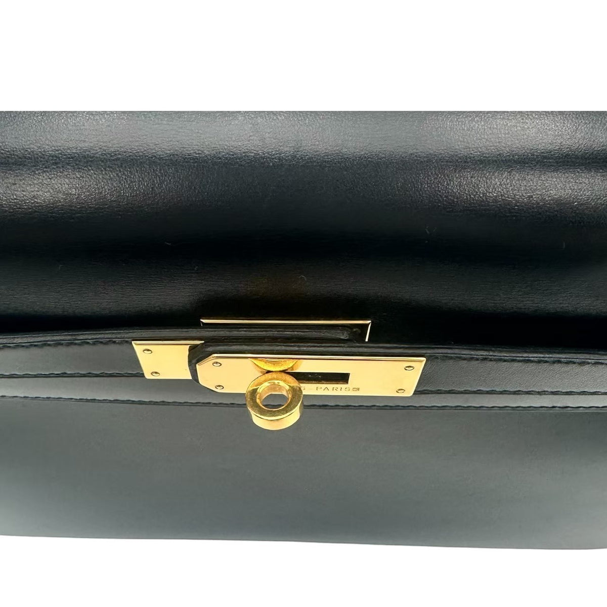 エルメス ケリー32 外縫い ボックスカーフ ブラック ゴールド金具 〇W刻印