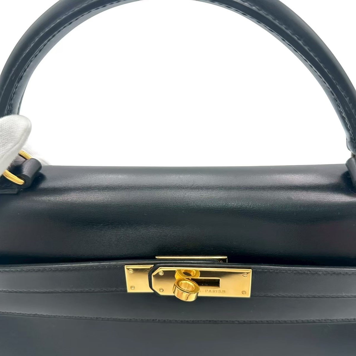 エルメス ケリー32 外縫い ボックスカーフ ブラック ゴールド金具 〇W刻印