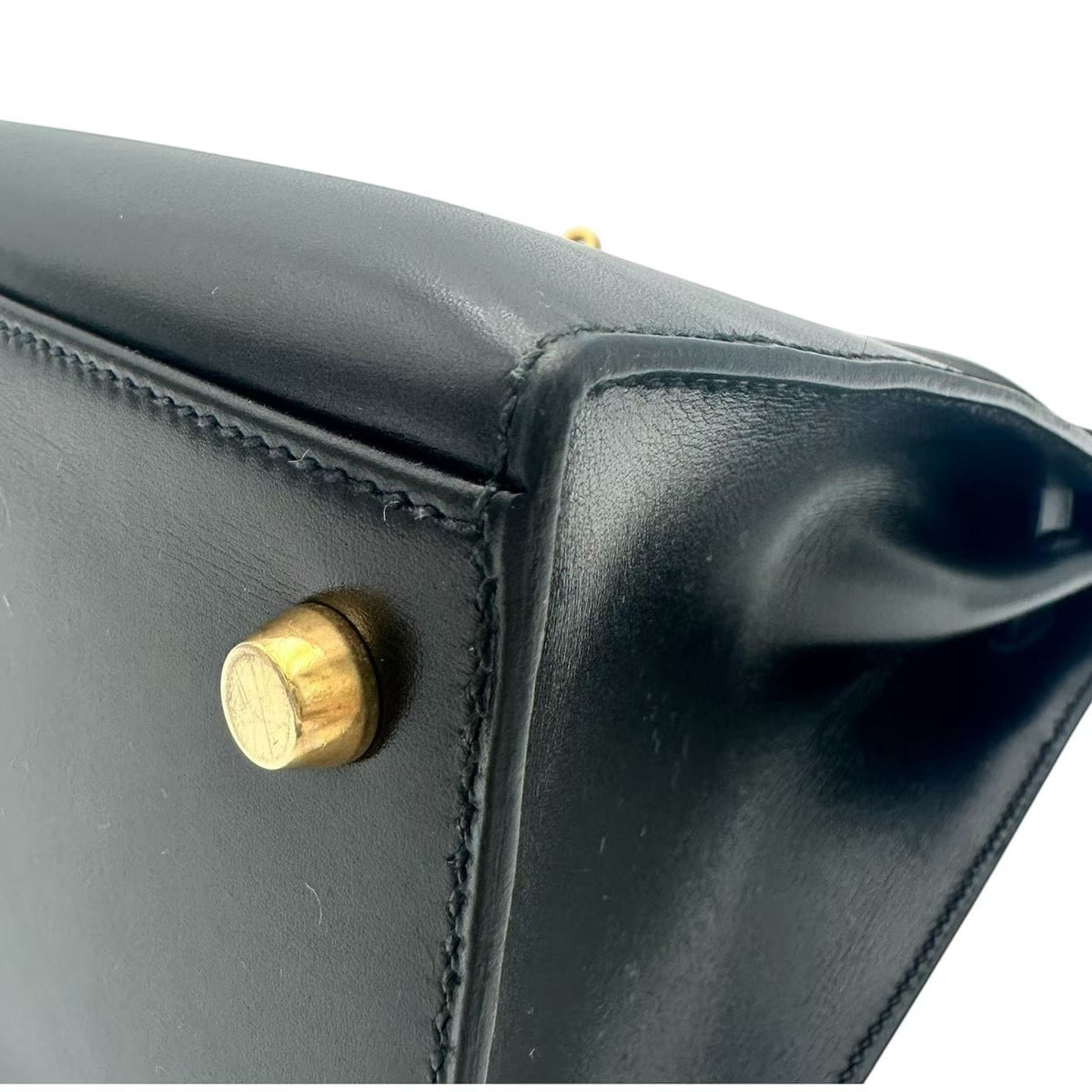 エルメス ケリー32 外縫い ボックスカーフ ブラック ゴールド金具 〇W刻印