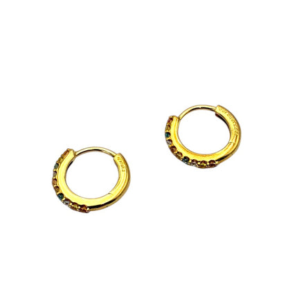 フープピアス K18YG ダイヤ/カラーサファイア 0.01ct/D0.01/S0.06ct
