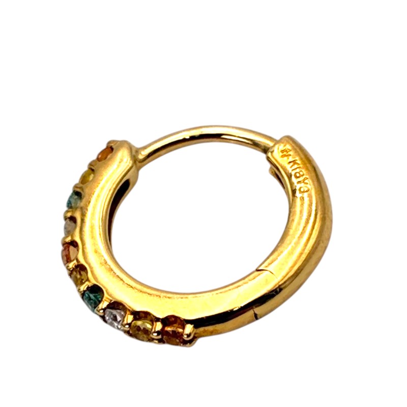 フープピアス K18YG ダイヤ/カラーサファイア 0.01ct/D0.01/S0.06ct