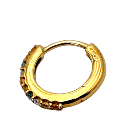 ポンテヴェキオ フープピアス K18YG ダイヤ/カラーサファイア 0.01ct/D0.01/S0.06ct