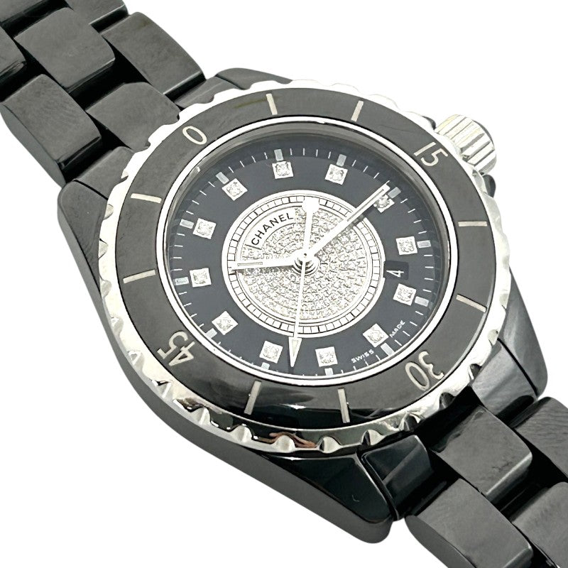 J12 33mm レディース センターパヴェダイヤ/12Pダイヤ ブラック クォーツ H2122