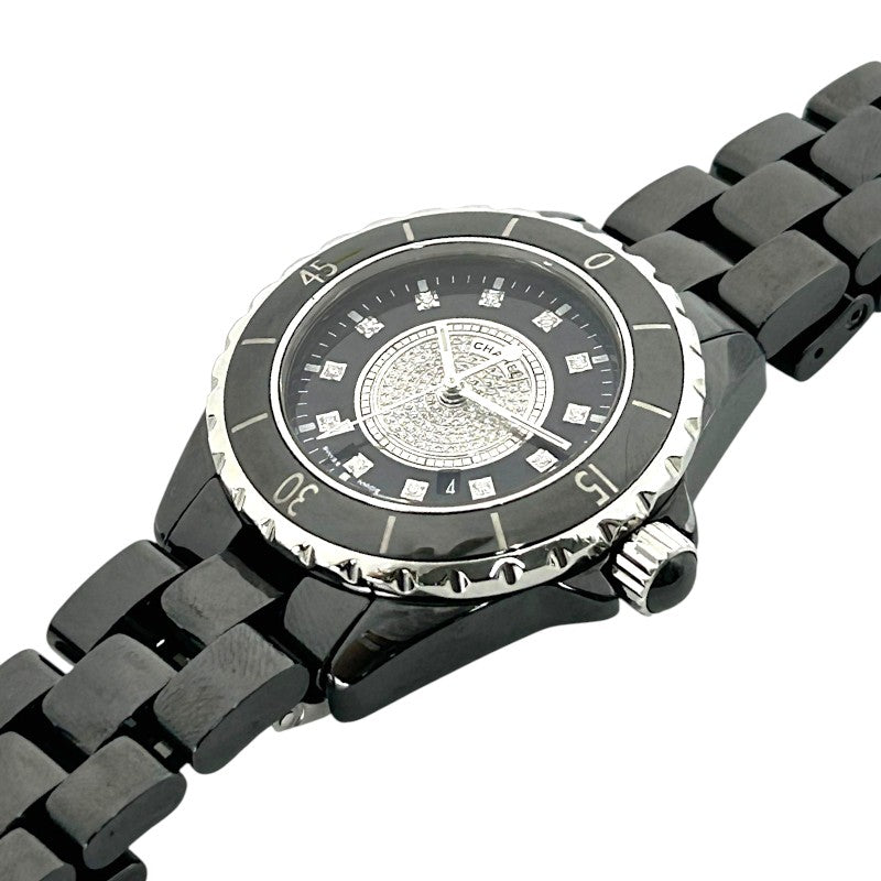 J12 33mm レディース センターパヴェダイヤ/12Pダイヤ ブラック クォーツ H2122