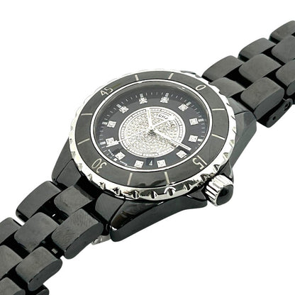 シャネル J12 33mm レディース センターパヴェダイヤ/12Pダイヤ ブラック クォーツ H2122