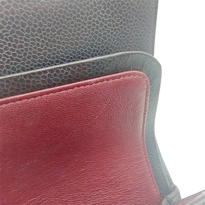マトラッセ25 Wチェーンショルダーバッグ キャビア ブラック ゴールド金具 A01112