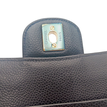 マトラッセ25 Wチェーンショルダーバッグ キャビア ブラック ゴールド金具 A01112