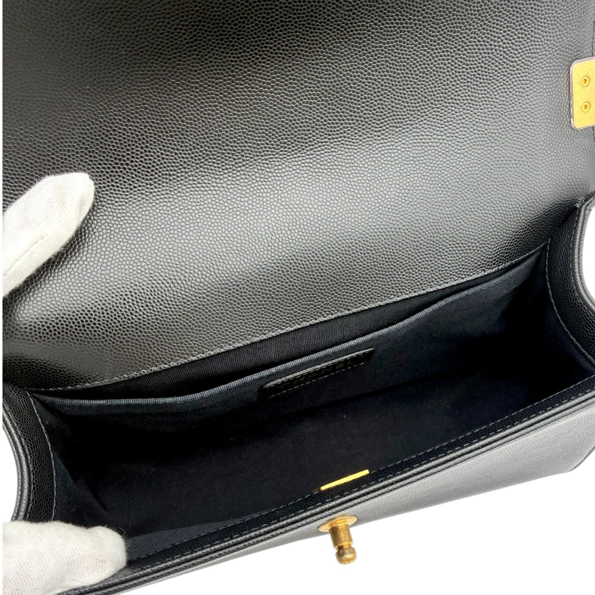 シャネル ボーイシャネル 25 チェーンショルダーバッグ キャビア ブラック ゴールド金具 A67086