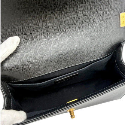 シャネル ボーイシャネル 25 チェーンショルダーバッグ キャビア ブラック ゴールド金具 A67086