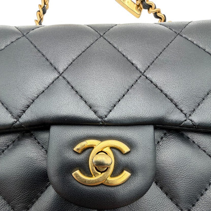ミニマトラッセ ミニフラップバッグ チェーンショルダー ラムスキン ブラック AS3456