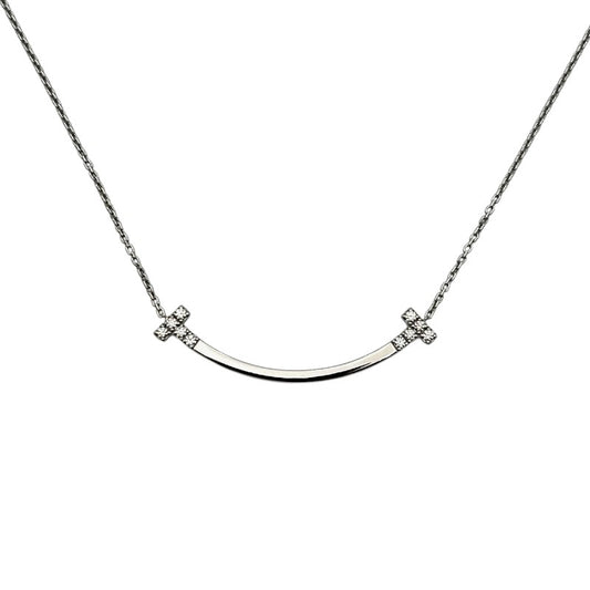 Tスマイル ペンダントネックレス ミディアム ダイヤモンド 0.19ct WG