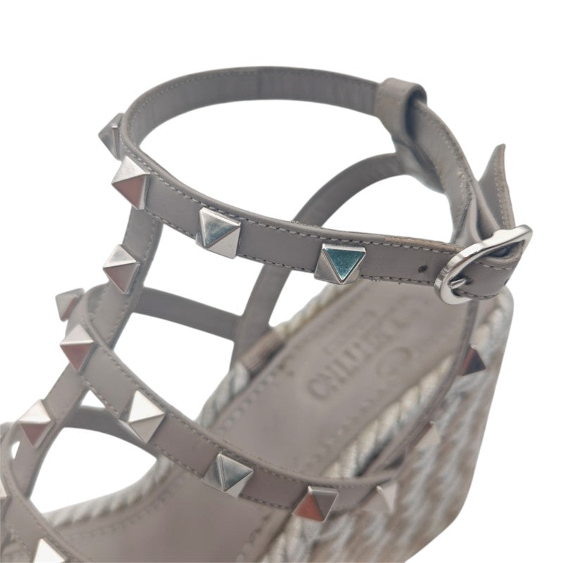 ロックスタッズ ウェッジソールサンダル グレー シルバー金具 #34