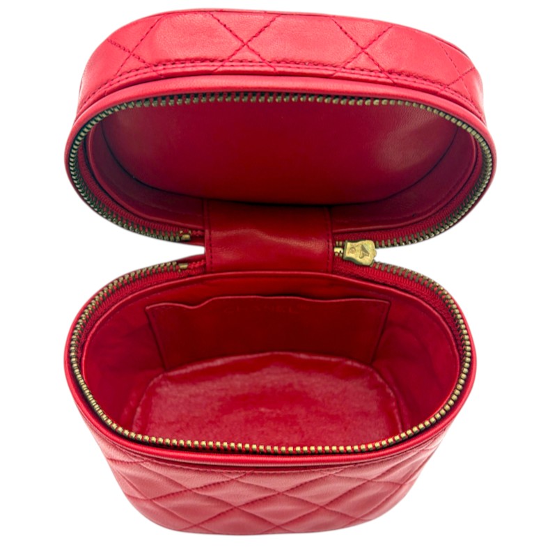 マトラッセ フリンジ バニティ チェーンショルダー レッド ゴールド金具