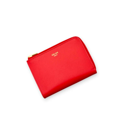 ハーフジップ長財布 コインケース付き レザー レッド 103043