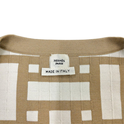 エルメス シルク混ショートジップニットジャケット モザイク 4E2225DJ #40 レディース