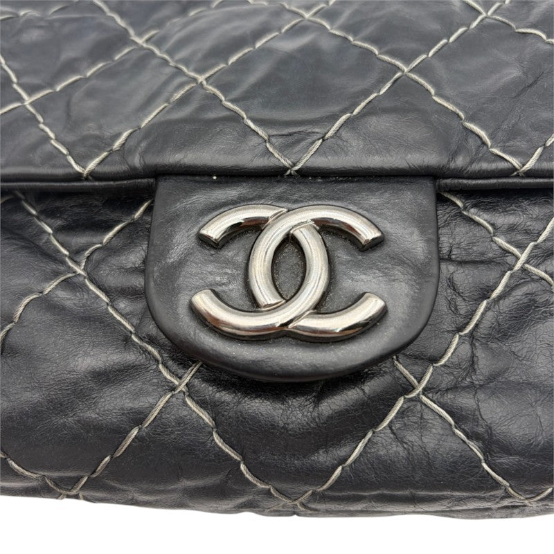ワイルドステッチ Wチェーンショルダーバッグ ブラック シルバー金具
