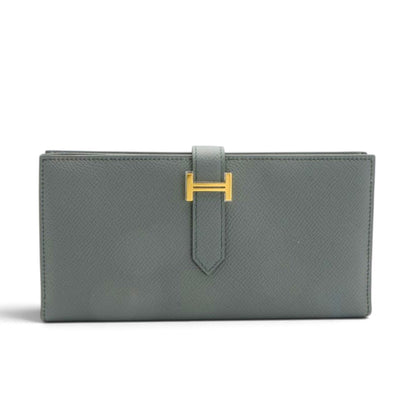 エルメス ベアンスフレ 長財布 エプソン ヴェールアマンド ゴールド金具 Y刻印
