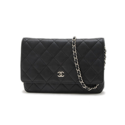 マトラッセ チェーンウォレット ラムスキン ブラック シルバー金具 A33814 長財布
