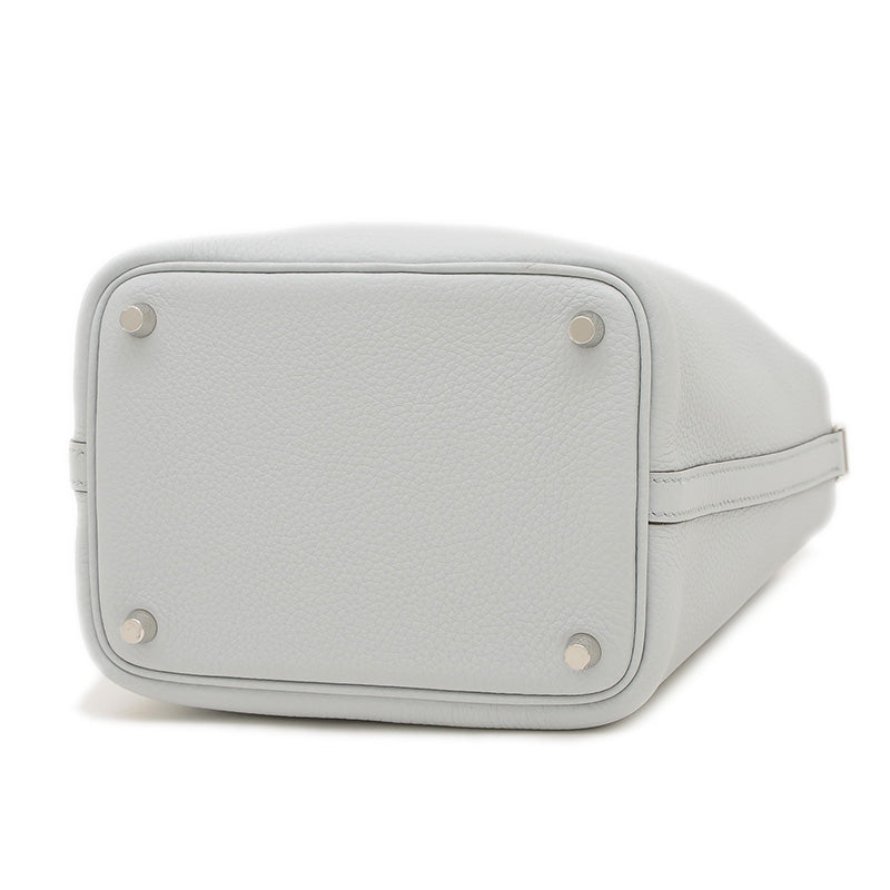 ピコタンロック PM 18 トリヨン ブルーペール シルバー金具 W刻印 ハンドバッグ