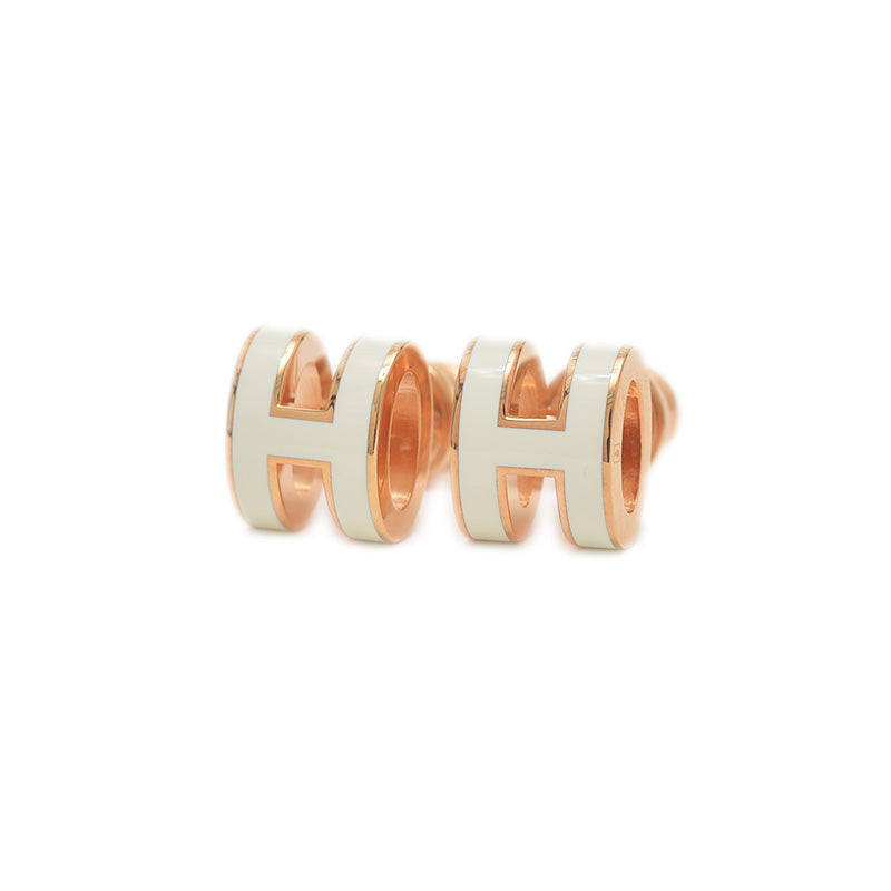 ポップアッシュ ミニ ピアス ホワイト ローズゴールド金具 ピアス