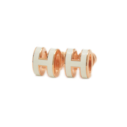 ポップアッシュ ミニ ピアス ホワイト ローズゴールド金具 ピアス