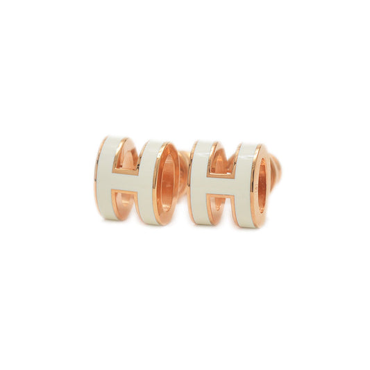 ポップアッシュ ミニ ピアス ホワイト ローズゴールド金具 ピアス
