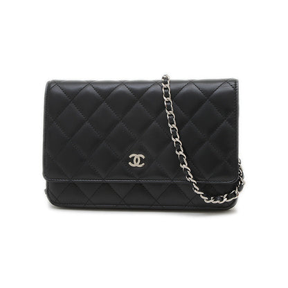 マトラッセ チェーンウォレット ラムスキン ブラック シルバー金具 A33814 ショルダーバッグ