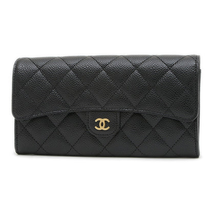 ロングウォレット クラシック 長財布 キャビアスキン ブラック A80758 長財布
