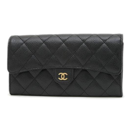 ロングウォレット クラシック 長財布 キャビアスキン ブラック A80758 長財布
