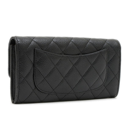 ロングウォレット クラシック 長財布 キャビアスキン ブラック A80758 長財布